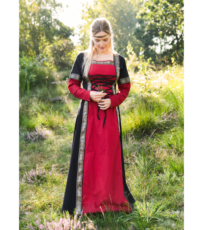 Mittelalterkleid Eleanor, rot/schwarz, Gr. XXL