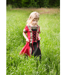 Kinder Mittelalterkleid Eleanor, kurzarm, rot/schwarz