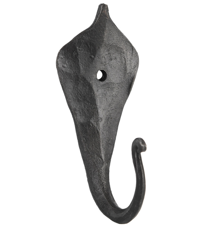 Geschmiedeter Wandhaken mit Blatt, ca. 9 cm hoch