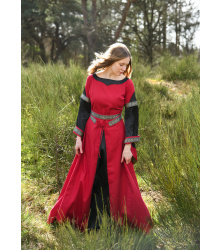 Edles Mittelalter Kleid, Bliaut Josephine, rot/schwarz