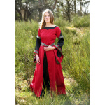 Edles Mittelalter Kleid, Bliaut Josephine, rot/schwarz