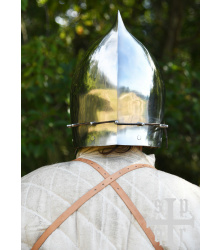 Beckenhaube mit Klappvisier und Zwiebel-Top, Mittelalter-Helm