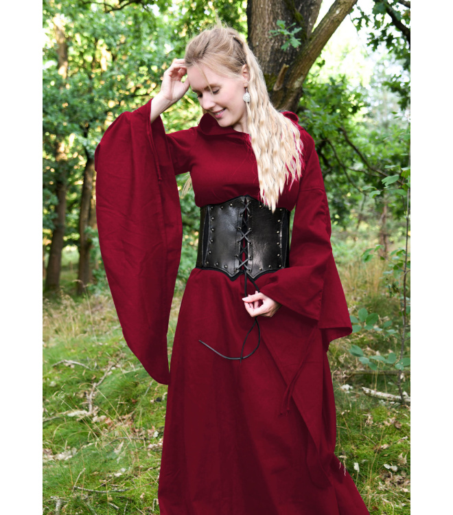 Mittelalter Kleid Isra mit Trompetenärmeln, weinrot