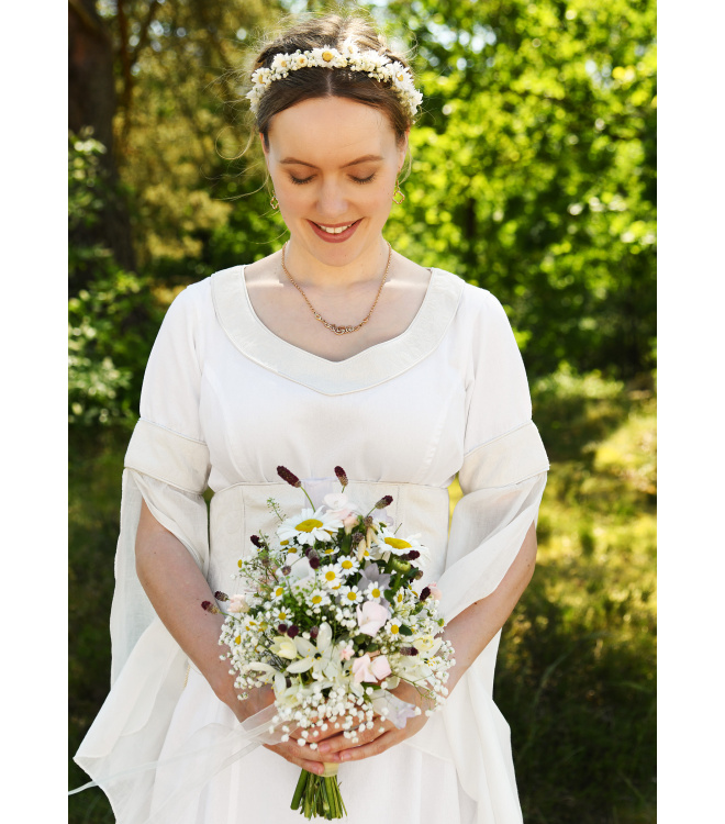 Mittelalter Hochzeitskleid mit Korsage, Brautkleid Fine, weiß/natur