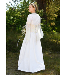 Mittelalter Hochzeitskleid mit Korsage, Brautkleid Fine, weiß/natur