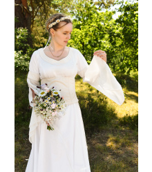 Mittelalter Hochzeitskleid mit Korsage, Brautkleid Fine, weiß/natur