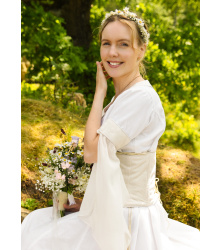 Mittelalter Hochzeitskleid mit Korsage, Brautkleid Fine, weiß/natur