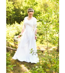 Mittelalter Hochzeitskleid mit Korsage, Brautkleid Fine, weiß/natur