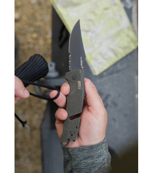 SOG TRIDENT AT - OLIVE DRAB Teilwellenschliff, Taschenmesser