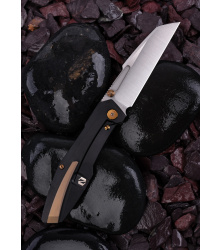 Null Knives RAIKOU, SCHWARZ - GOLD, Taschenmesser