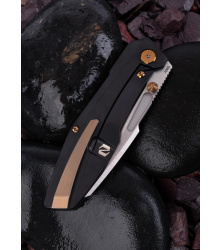 Null Knives RAIKOU, SCHWARZ - GOLD, Taschenmesser