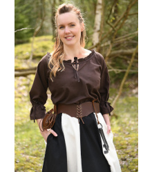 Mittelalter Bluse Birga mit 3/4 Arm, braun