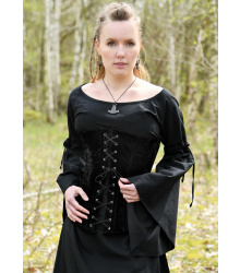 Mittelalter-Unterkleid Burglinde mit Trompetenärmeln, schwarz