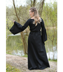 Mittelalter-Unterkleid Burglinde mit Trompetenärmeln, schwarz