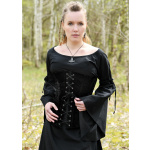 Mittelalter-Unterkleid Burglinde mit Trompetenärmeln, schwarz