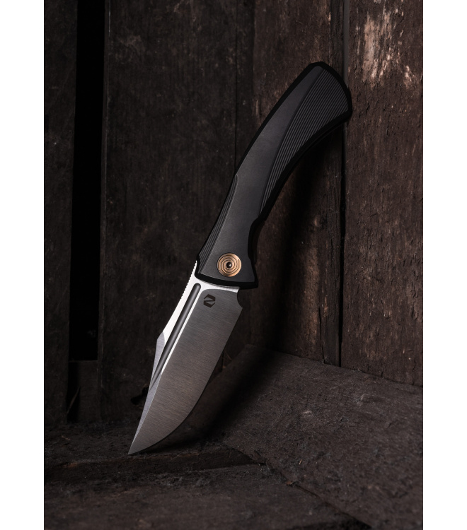 Null Knives GHOUL SATIN BLACK GOLD, Taschenmesser