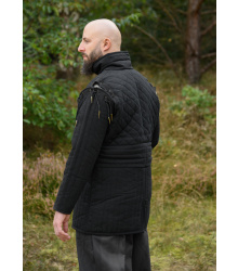 Langer Gambeson mit Schnallen und abnehmbaren Ärmeln, schwarz