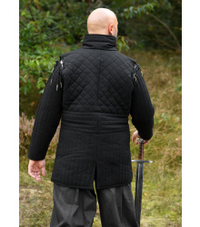 Langer Gambeson mit Schnallen und abnehmbaren Ärmeln, schwarz