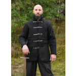 Langer Gambeson mit Schnallen und abnehmbaren Ärmeln, schwarz