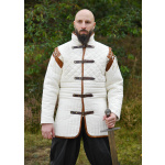 Langer Gambeson mit abnehmbaren Ärmeln und Leder, natur-braun