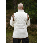 Langer Gambeson mit abnehmbaren Ärmeln und Leder, natur-braun