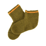 Wollsocken, gehäkelt, grün-gelb