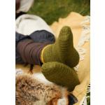 Wollsocken, gehäkelt, grün-gelb