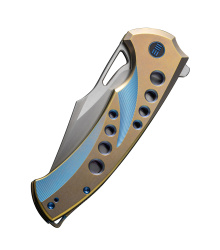 We Knife SWIFTFIN BEAD BLASTED TITANIUM BLUE GOLD, Taschenmesser