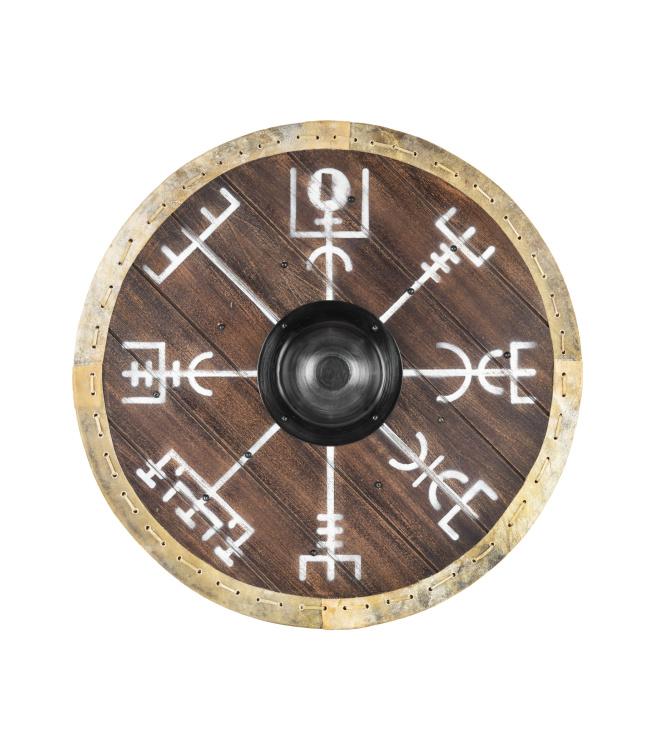 Wikingerschild Vegvísir mit Rohaut-Umrandung, 60 cm