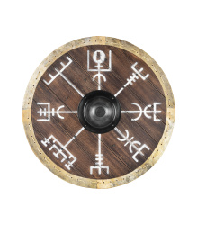 Wikingerschild Vegvísir mit Rohaut-Umrandung, 60 cm