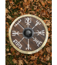 Wikingerschild Vegvísir mit Rohaut-Umrandung, 60 cm